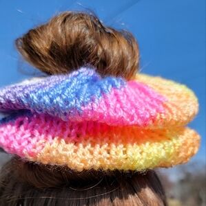 Rainbow Knitted Hair Scrunchie